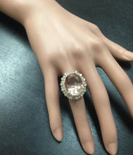Load image into Gallery viewer, 17.00 Carats Exquisite Natural Morganite and Diamond 14K Solid Rose Gold Ring