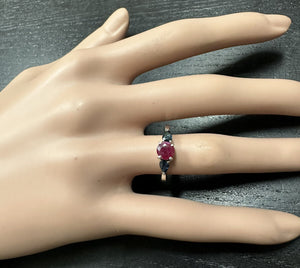 1.10 Carats Exquisite Natural Ruby & Sapphire 14K Solid White Gold Ring