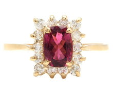 Load image into Gallery viewer, 0.75 Carats Natural Very Nice Looking Tourmaline and Diamond 14K Solid Yellow Gold Ring
