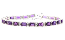 Load image into Gallery viewer, 11.60 Carats Natural Amethyst &amp; Diamond 14K Solid White Gold Bracelet