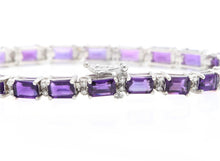 Load image into Gallery viewer, 11.60 Carats Natural Amethyst &amp; Diamond 14K Solid White Gold Bracelet