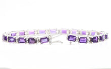 Load image into Gallery viewer, 11.60 Carats Natural Amethyst &amp; Diamond 14K Solid White Gold Bracelet