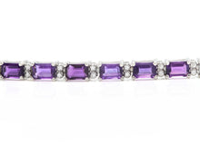 Load image into Gallery viewer, 11.60 Carats Natural Amethyst &amp; Diamond 14K Solid White Gold Bracelet