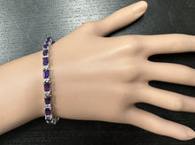 Load image into Gallery viewer, 11.60 Carats Natural Amethyst &amp; Diamond 14K Solid White Gold Bracelet