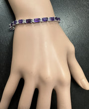 Load image into Gallery viewer, 11.60 Carats Natural Amethyst &amp; Diamond 14K Solid White Gold Bracelet