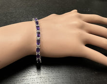 Load image into Gallery viewer, 11.60 Carats Natural Amethyst &amp; Diamond 14K Solid White Gold Bracelet
