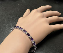 Load image into Gallery viewer, 11.60 Carats Natural Amethyst &amp; Diamond 14K Solid White Gold Bracelet