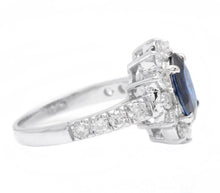 Load image into Gallery viewer, 3.00 Carats Exquisite Natural Blue Sapphire and Diamond 14K Solid White Gold Ring