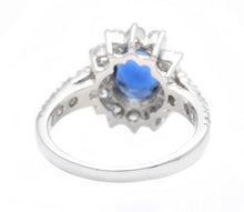 Load image into Gallery viewer, 3.00 Carats Exquisite Natural Blue Sapphire and Diamond 14K Solid White Gold Ring