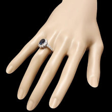 Load image into Gallery viewer, 3.00 Carats Exquisite Natural Blue Sapphire and Diamond 14K Solid White Gold Ring