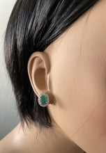 Load image into Gallery viewer, 3.05 Carats Natural Emerald and Diamond 14K Solid White Gold Earrings