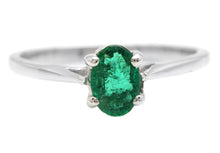 Load image into Gallery viewer, Exquisite Natural Emerald 14K Solid White Gold Ring