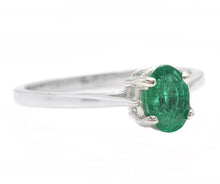 Load image into Gallery viewer, Exquisite Natural Emerald 14K Solid White Gold Ring