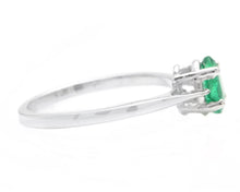 Load image into Gallery viewer, Exquisite Natural Emerald 14K Solid White Gold Ring