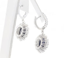 Load image into Gallery viewer, Exquisite 12.30 Carats Natural Sapphire and Diamond 14K Solid White Gold Earrings