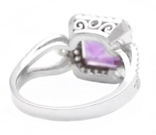 Load image into Gallery viewer, 3.60 Carats Natural Amethyst and Diamond 14K Solid White Gold Ring