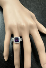 Load image into Gallery viewer, 3.60 Carats Natural Amethyst and Diamond 14K Solid White Gold Ring