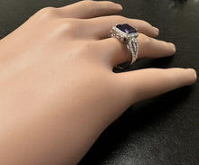 Load image into Gallery viewer, 3.60 Carats Natural Amethyst and Diamond 14K Solid White Gold Ring