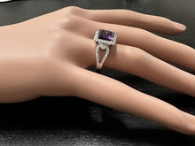 Load image into Gallery viewer, 3.60 Carats Natural Amethyst and Diamond 14K Solid White Gold Ring