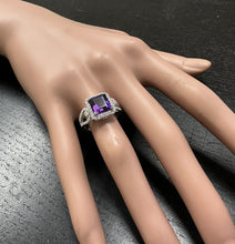 Load image into Gallery viewer, 3.60 Carats Natural Amethyst and Diamond 14K Solid White Gold Ring