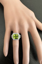 Load image into Gallery viewer, 5.30 Carats Natural Very Nice Looking Peridot and Diamond 14K Solid White Gold Ring