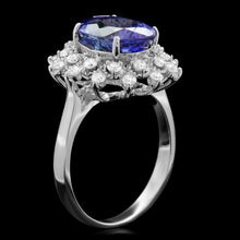 Load image into Gallery viewer, 3.90 Carats Natural Tanzanite and Diamond 14K Solid White Gold Ring