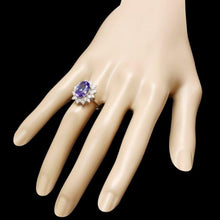 Load image into Gallery viewer, 3.90 Carats Natural Tanzanite and Diamond 14K Solid White Gold Ring