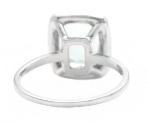 3.15 Carats Natural Aquamarine and Diamond 14K Solid White Gold Ring