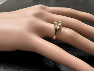 1.42 Carats Impressive Natural Morganite and Diamond 14K Solid Yellow Gold Ring