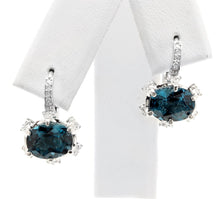 Load image into Gallery viewer, 5.00 Carats Natural London Blue Topaz and Diamond 14K Solid White Gold Earrings