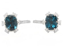Load image into Gallery viewer, 5.00 Carats Natural London Blue Topaz and Diamond 14K Solid White Gold Earrings