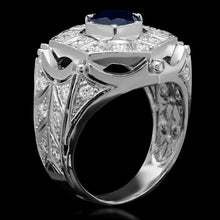 Load image into Gallery viewer, 3.00 Carats Natural Blue Sapphire &amp; Diamond 14K Solid White Gold Men&#39;s Ring