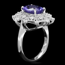Load image into Gallery viewer, 4.50 Carats Natural Tanzanite and Diamond 14k Solid White Gold Ring