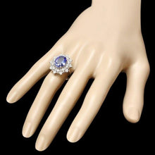 Load image into Gallery viewer, 4.50 Carats Natural Tanzanite and Diamond 14k Solid White Gold Ring