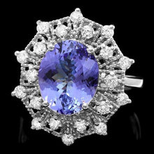 Load image into Gallery viewer, 4.50 Carats Natural Tanzanite and Diamond 14k Solid White Gold Ring