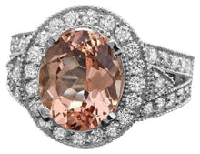 Load image into Gallery viewer, 6.00 Carats Natural Morganite and Diamond 14K Solid White Gold Ring
