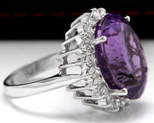 Load image into Gallery viewer, 15.00 Carats Natural Amethyst and Diamond 14K Solid White Gold Ring