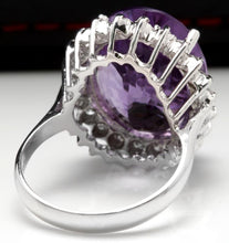 Load image into Gallery viewer, 15.00 Carats Natural Amethyst and Diamond 14K Solid White Gold Ring