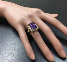 Load image into Gallery viewer, 8.65 Carats Natural Amethyst and Diamond 14K Solid Yellow Gold Ring