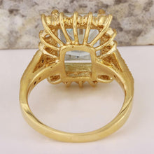 Load image into Gallery viewer, 4.25 Carats Natural Aquamarine and Diamond 14K Solid Yellow Gold Ring
