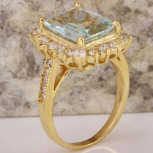 Load image into Gallery viewer, 4.25 Carats Natural Aquamarine and Diamond 14K Solid Yellow Gold Ring