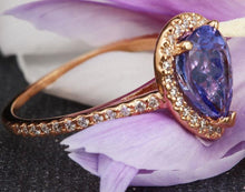 Load image into Gallery viewer, 2.05 Carats Natural Very Nice Looking Tanzanite and Diamond 14K Solid Rose Gold Ring