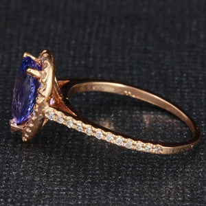 2.05 Carats Natural Very Nice Looking Tanzanite and Diamond 14K Solid Rose Gold Ring