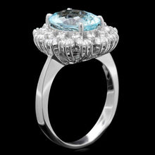 Load image into Gallery viewer, 4.70 Carats Natural Aquamarine and Diamond 14K Solid White Gold Ring