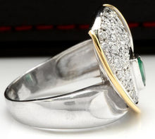 Load image into Gallery viewer, 1.50 Carats Natural Emerald and Diamond Platinum Two Tone Ring