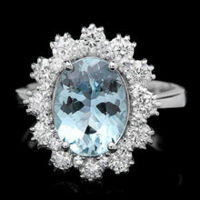 Load image into Gallery viewer, 4.70 Carats Natural Aquamarine and Diamond 14K Solid White Gold Ring