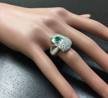 Load image into Gallery viewer, 1.50 Carats Natural Emerald and Diamond Platinum Two Tone Ring