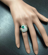 Load image into Gallery viewer, 1.50 Carats Natural Emerald and Diamond Platinum Two Tone Ring