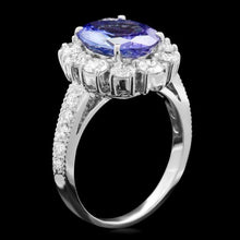 Load image into Gallery viewer, 4.10 Carats Natural Tanzanite and Diamond 14K Solid White Gold Ring