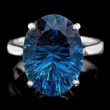 Load image into Gallery viewer, 9.80 Carats Natural Blue Topaz 14K Solid White Gold Ring